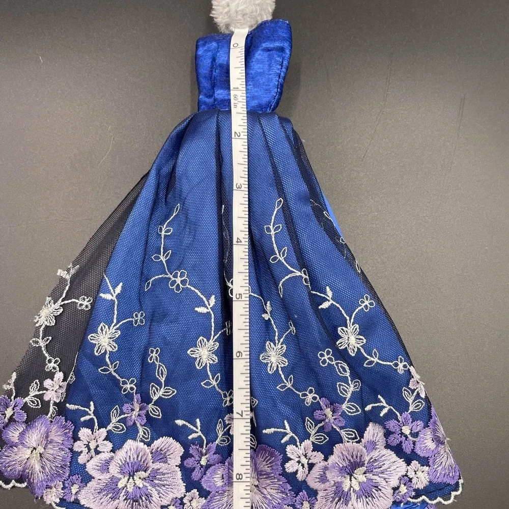 Blue Barbie Embroidered Floral Dress